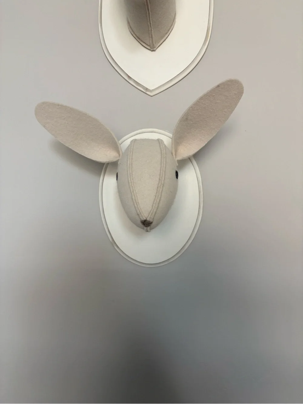 Restoration Hardware Neutral Fabric Animal Head Wall Trio in Light Gray